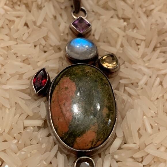 Sterling Silver Multi Stone Pendant - Picture 2 of 4